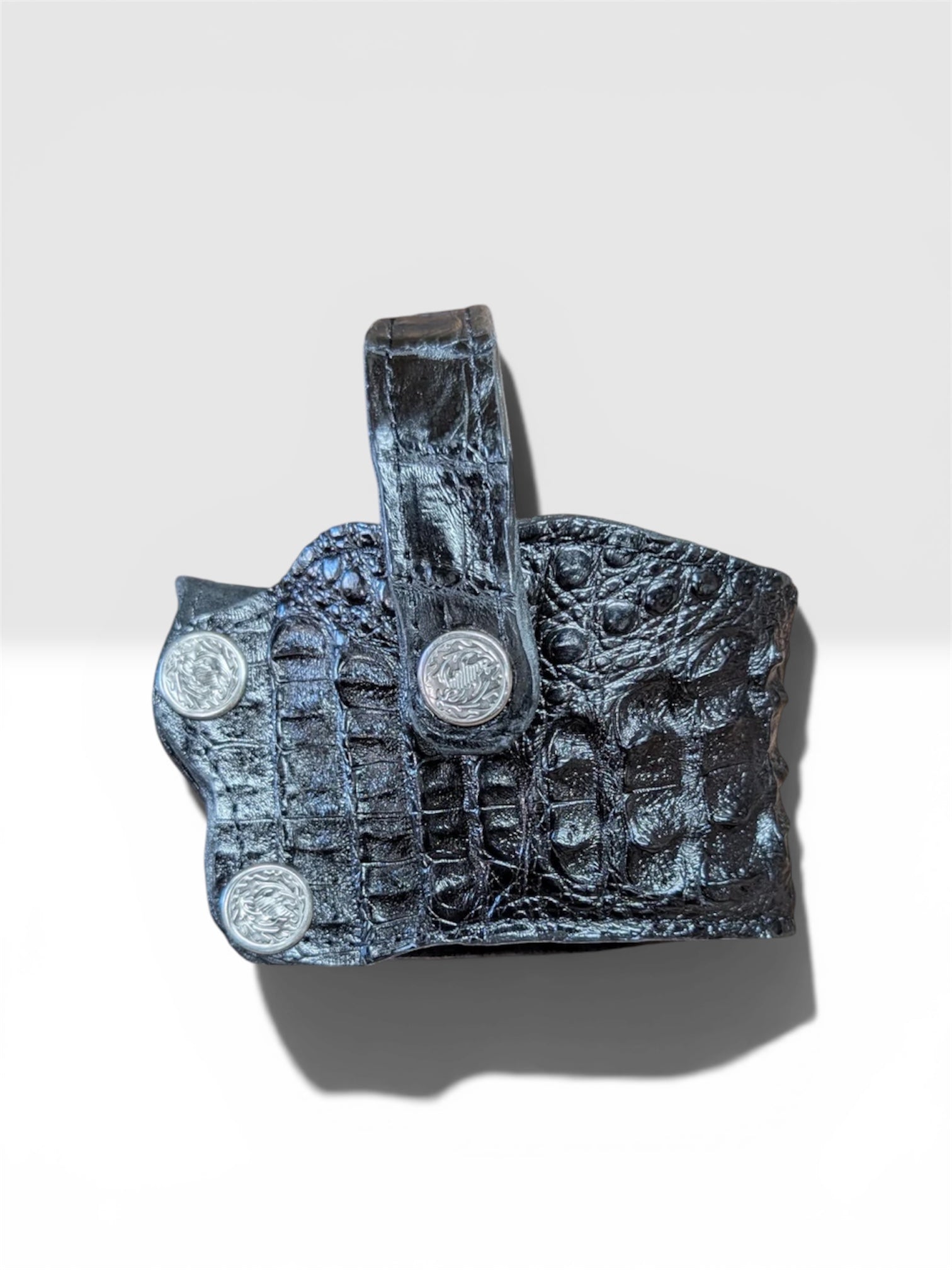 Genuine Caiman Hornback Black Holster