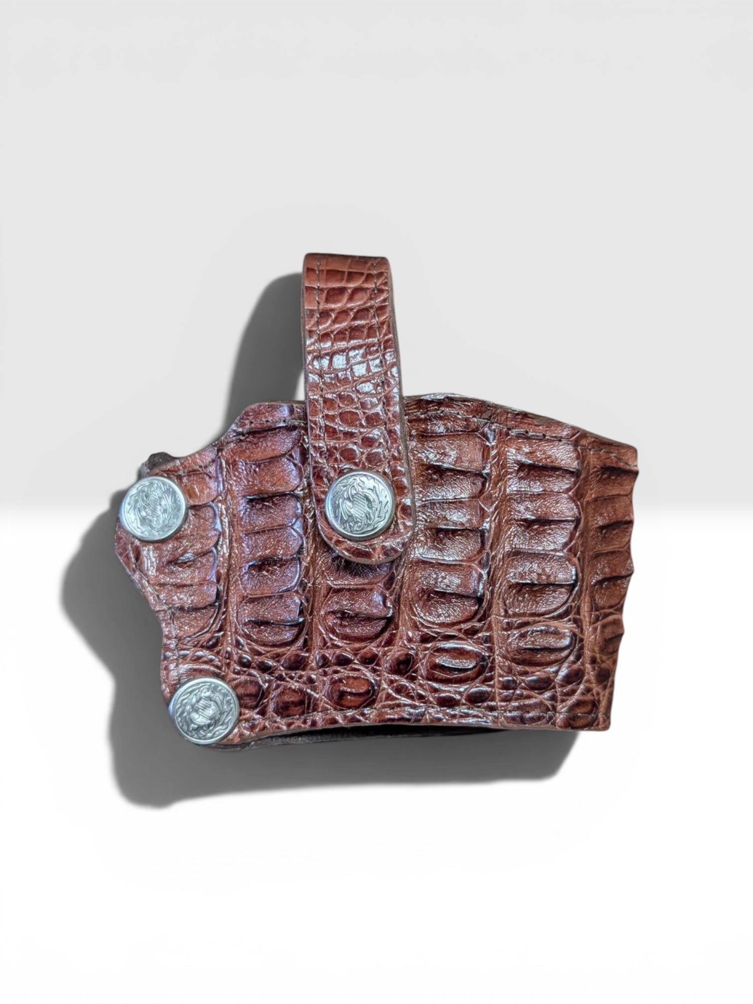 Genuine Caiman Hornback Brown Holster
